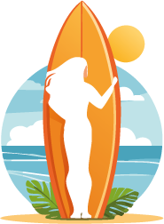Surferin mit Surfboard